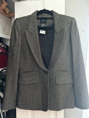 Smythe Black and White Tweed Single-Button Blazer new with tags